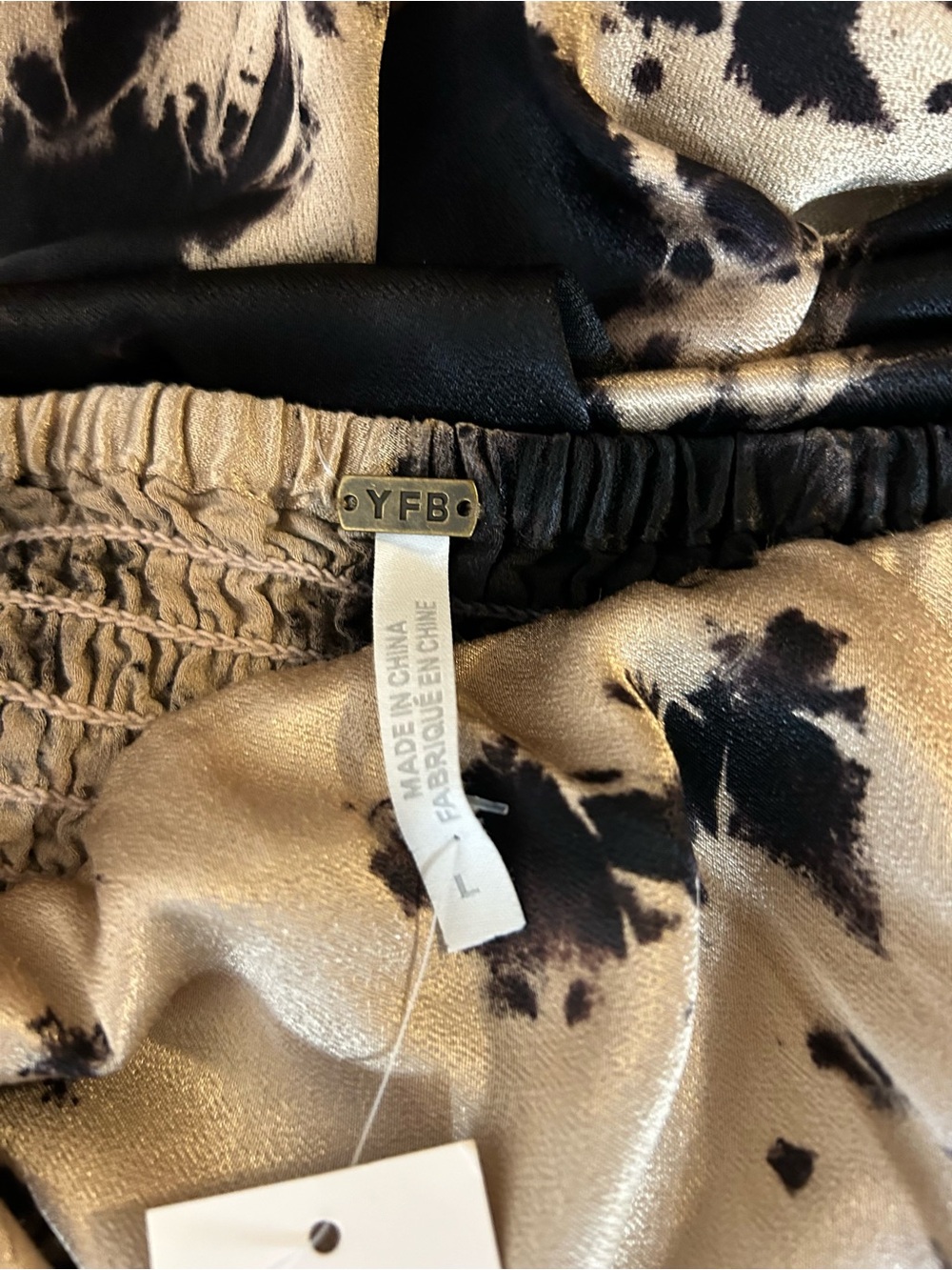 Young Fabulous & Broke Strapless Black Tan Tie Dye Maxi Dress Size L Boho Y2K - Picture 2 of 12